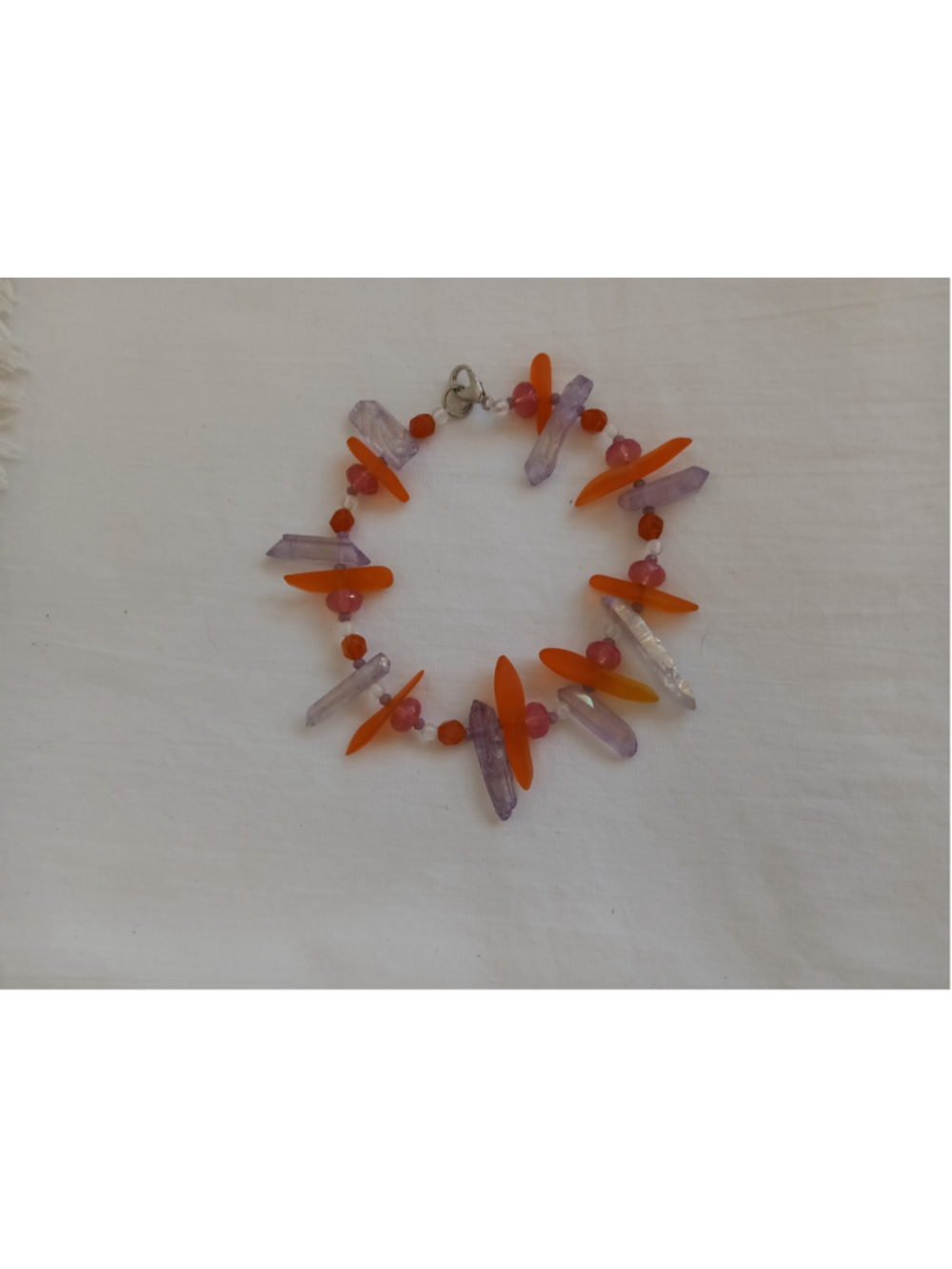 Fire Amethyst Crystal beaded anklet raw stone colorful gemstones hand crafted - Picture 5 of 6